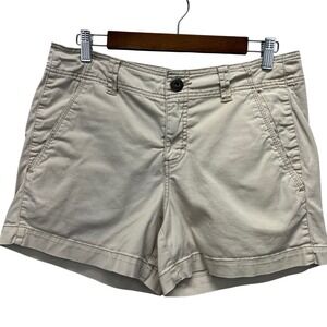 Faded Glory Stretch Khaki Chino Shorts Womens 10 Beige Mid Rise Y2K VTG READ